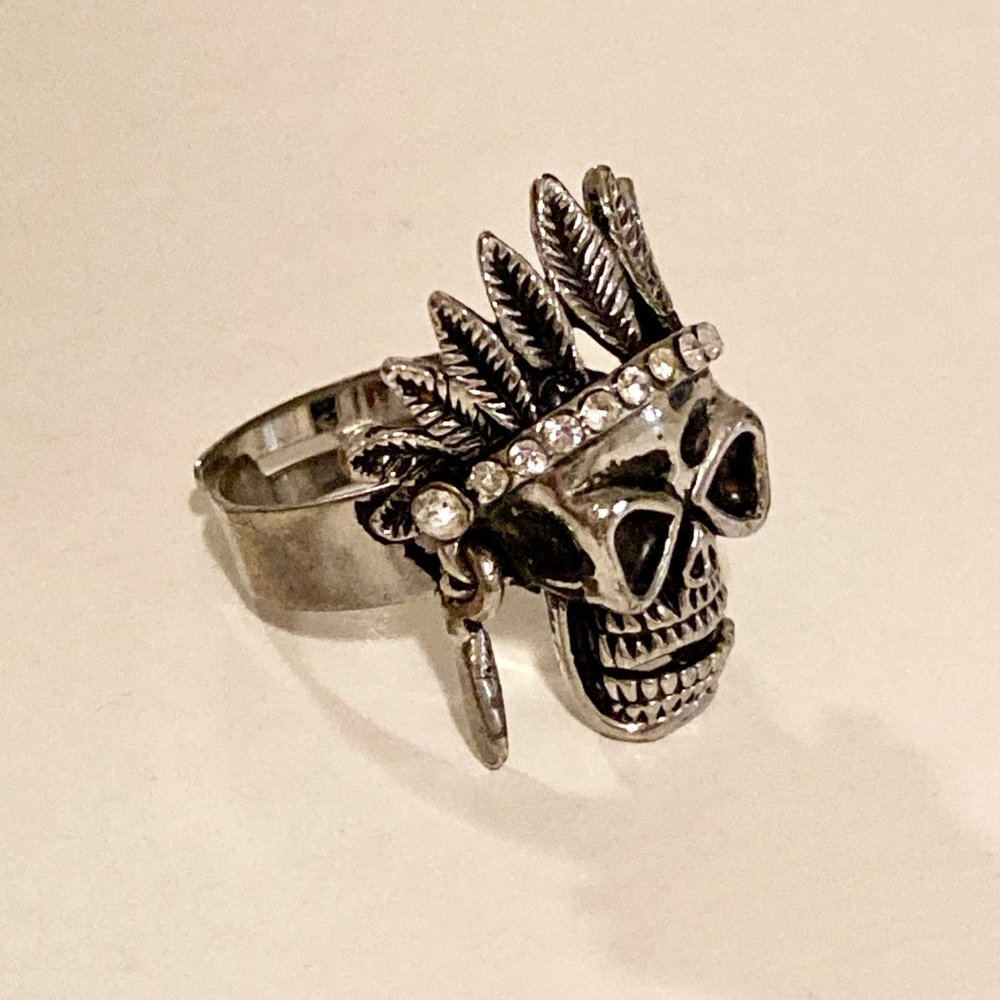 Statement Skull Ring In Burnished Silver - image 4